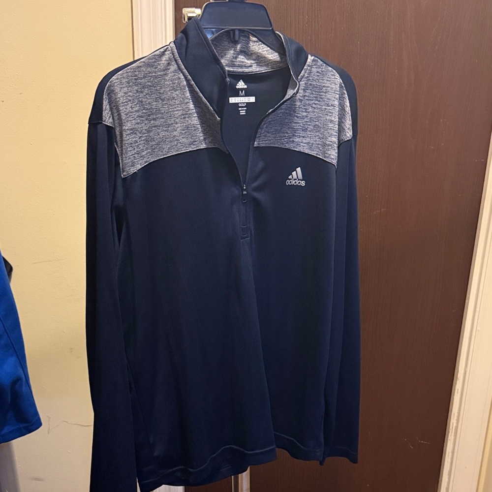 Adidas Navy and Gray Half-Zip Top